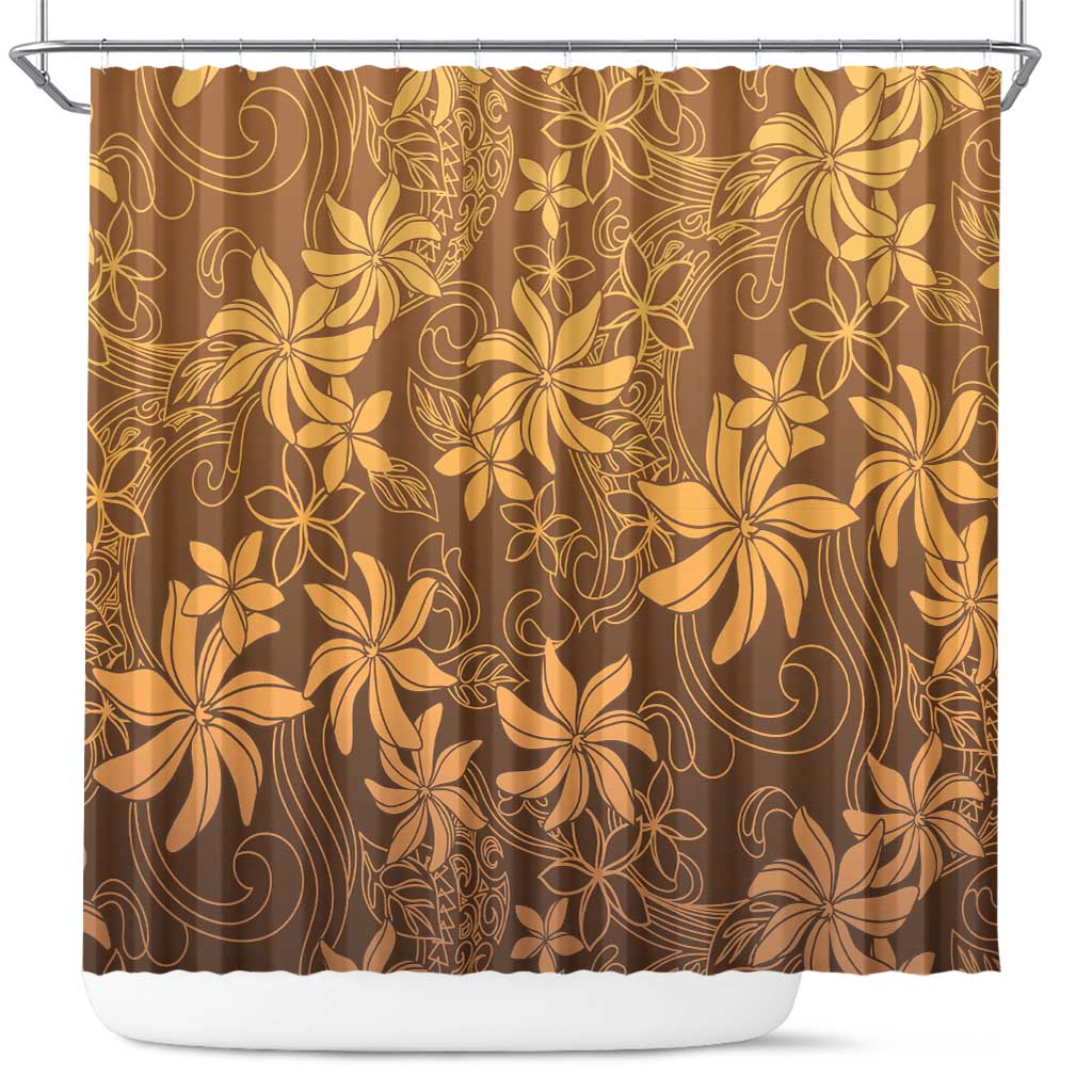 Tiare Tahiti Shower Curtain Brown Polynesia Motifs LT05 Brown - Polynesian Pride