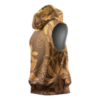 Tiare Tahiti Sleeveless Hoodie Brown Polynesia Motifs - Polynesian Pride