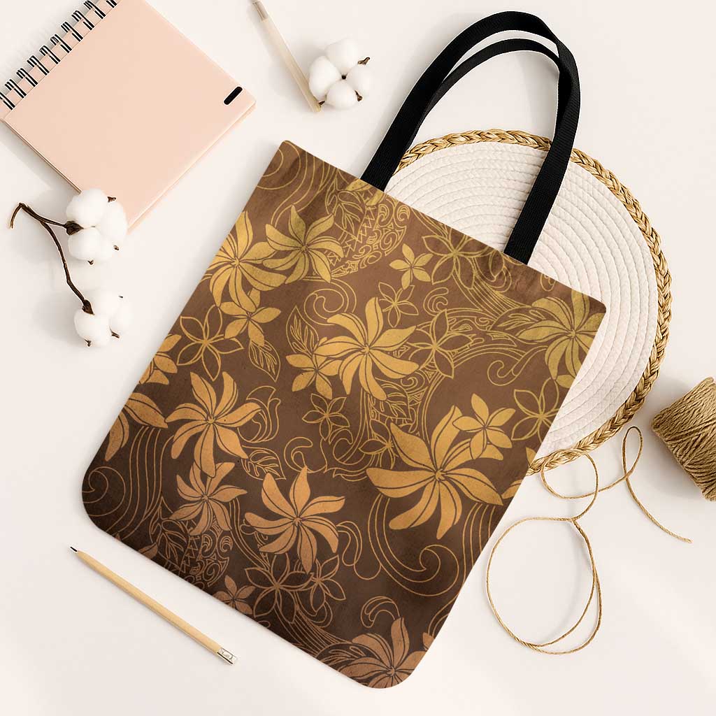 Tiare Tahiti Tote Bag Brown Polynesia Motifs LT05 Black Strap One Size Brown - Polynesian Pride