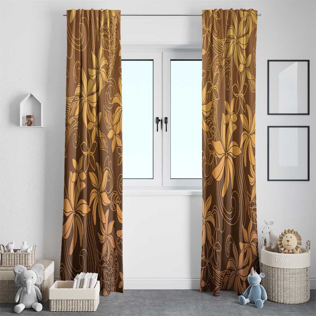Tiare Tahiti Window Curtain Brown Polynesia Motifs - Polynesian Pride