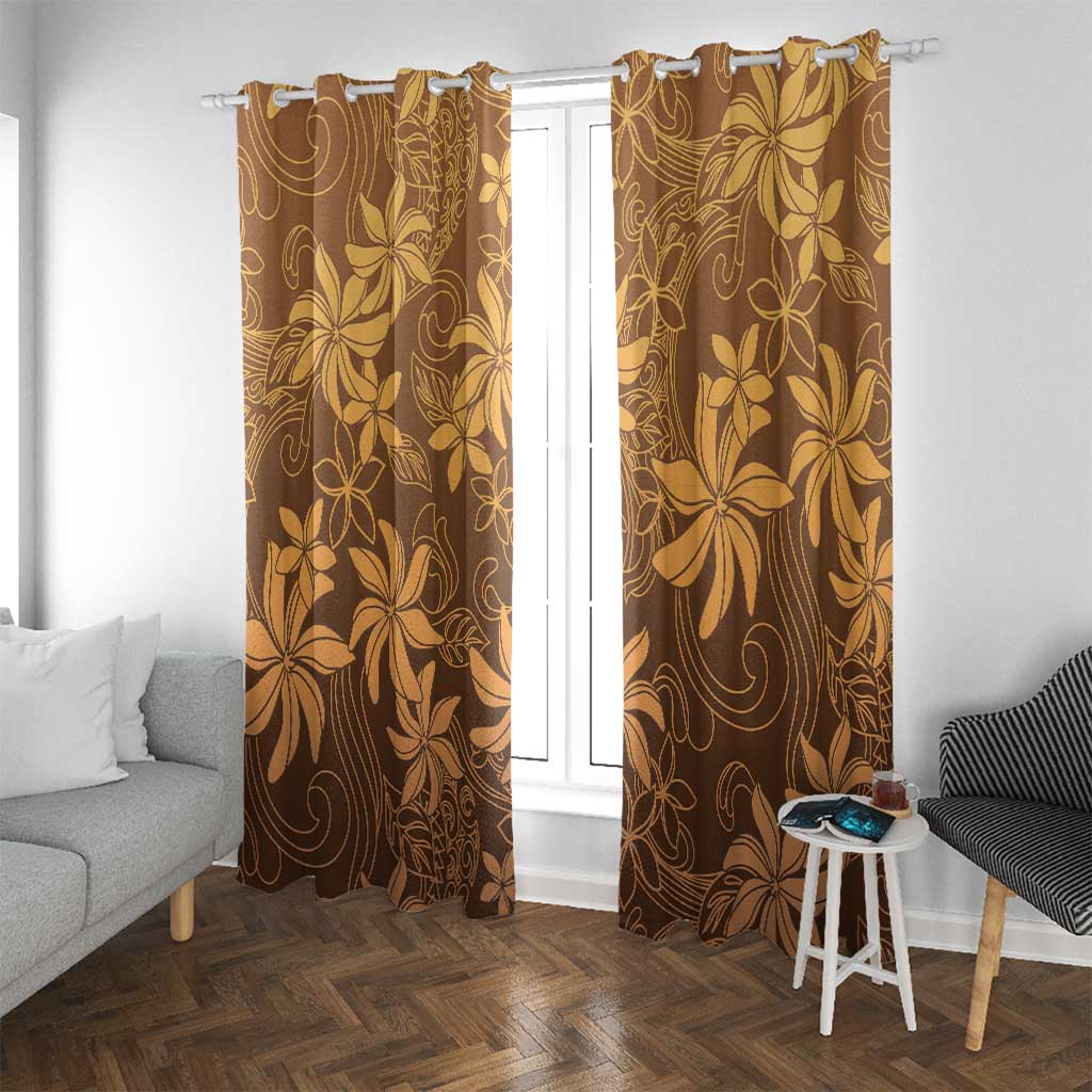 Tiare Tahiti Window Curtain Brown Polynesia Motifs - Polynesian Pride