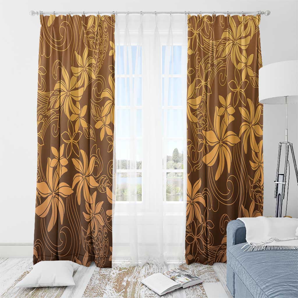 Tiare Tahiti Window Curtain Brown Polynesia Motifs - Polynesian Pride
