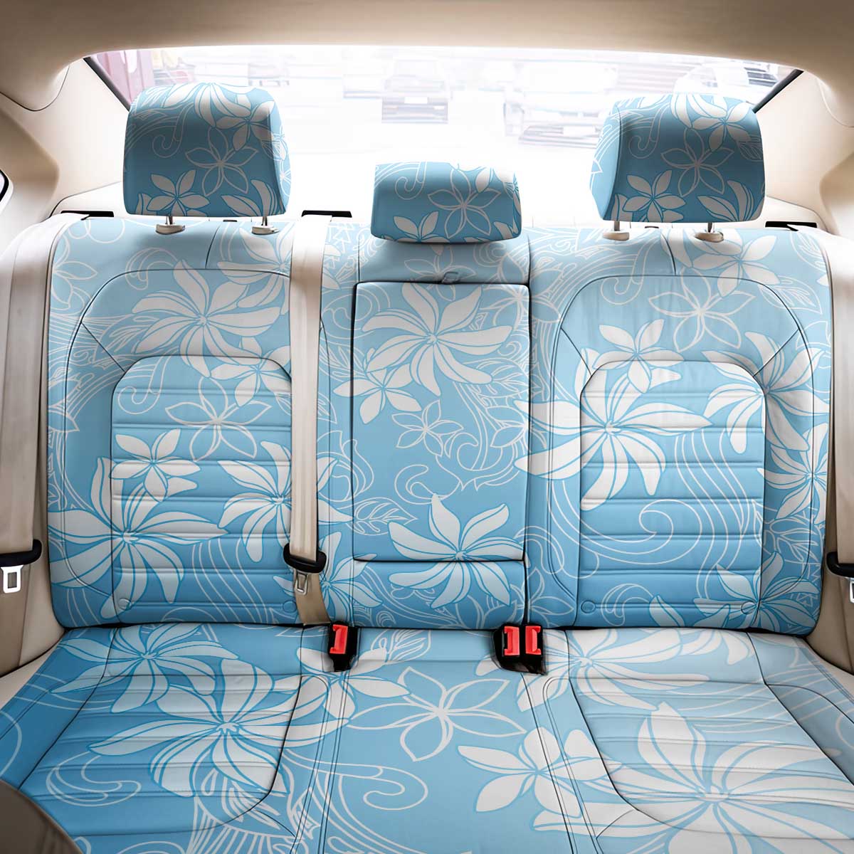 Tiare Tahiti Back Car Seat Cover Blue Polynesia Motifs LT05 - Polynesian Pride