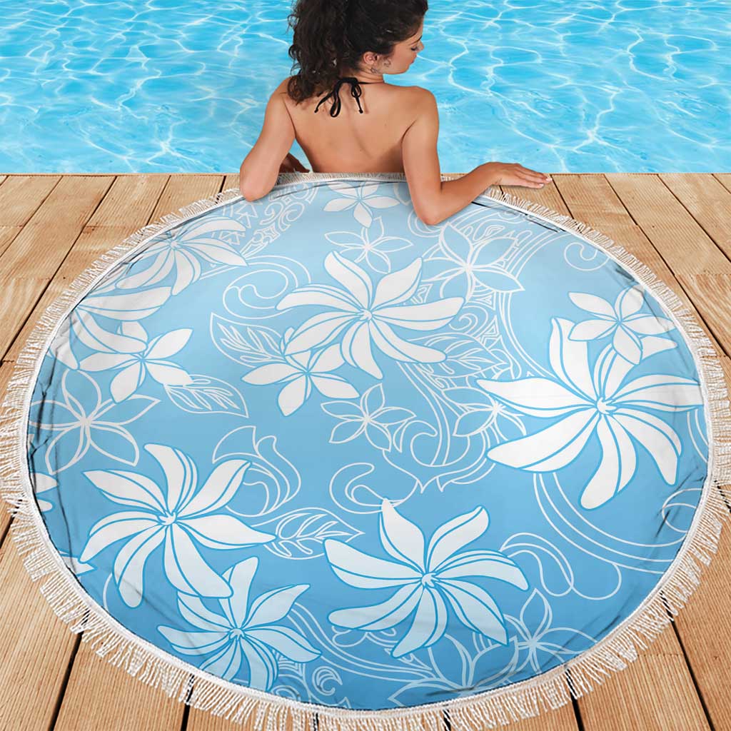 Tiare Tahiti Beach Blanket Blue Polynesia Motifs - Polynesian Pride