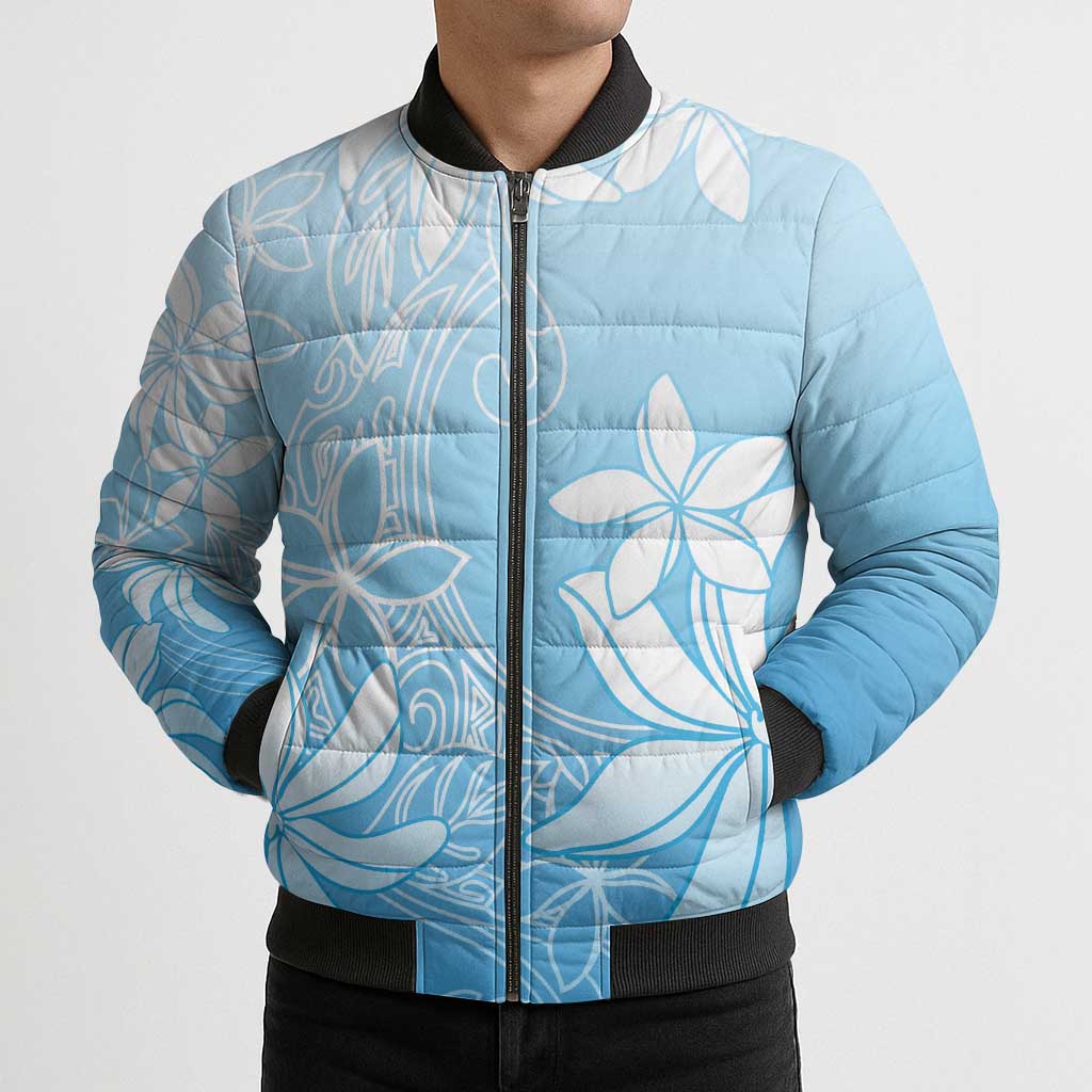 Tiare Tahiti Bomber Puffer Jacket Blue Polynesia Motifs - Polynesian Pride