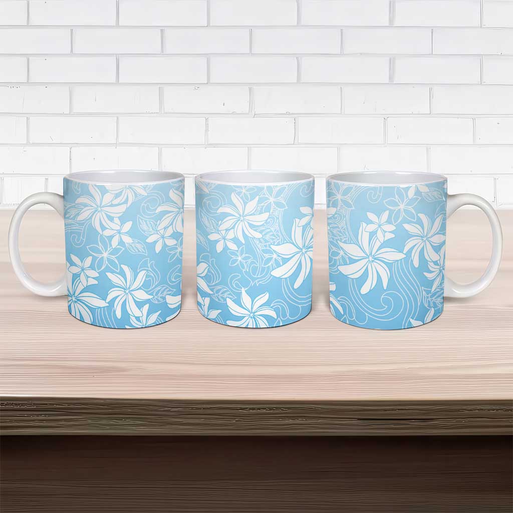 Tiare Tahiti Ceramic Mug Blue Polynesia Motifs - Polynesian Pride