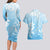 Tiare Tahiti Couples Matching Long Sleeve Bodycon Dress and Hawaiian Shirt Blue Polynesia Motifs - Polynesian Pride