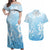 Tiare Tahiti Couples Matching Off Shoulder Maxi Dress and Hawaiian Shirt Blue Polynesia Motifs - Polynesian Pride