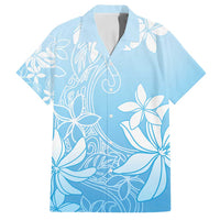 Tiare Tahiti Family Matching Long Sleeve Bodycon Dress and Hawaiian Shirt Blue Polynesia Motifs - Polynesian Pride