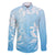 Tiare Tahiti Family Matching Off The Shoulder Long Sleeve Dress and Hawaiian Shirt Blue Polynesia Motifs - Polynesian Pride