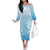 Tiare Tahiti Family Matching Off The Shoulder Long Sleeve Dress and Hawaiian Shirt Blue Polynesia Motifs - Polynesian Pride