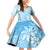 Tiare Tahiti Family Matching Off Shoulder Short Dress and Hawaiian Shirt Blue Polynesia Motifs - Polynesian Pride