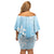 Tiare Tahiti Family Matching Off Shoulder Short Dress and Hawaiian Shirt Blue Polynesia Motifs - Polynesian Pride