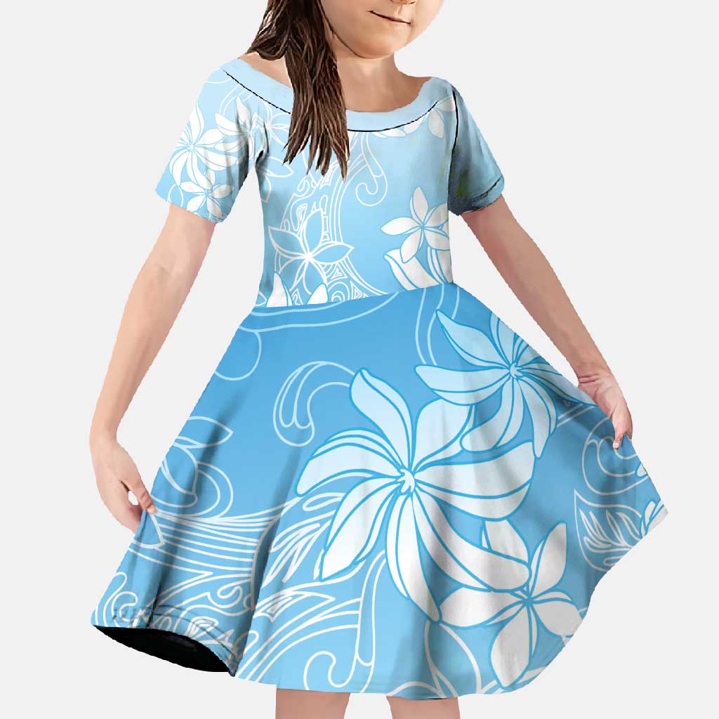 Tiare Tahiti Family Matching Short Sleeve Bodycon Dress and Hawaiian Shirt Blue Polynesia Motifs - Polynesian Pride