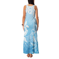 Tiare Tahiti Family Matching Tank Maxi Dress and Hawaiian Shirt Blue Polynesia Motifs - Polynesian Pride
