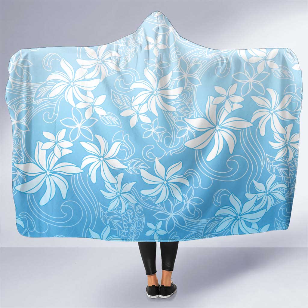 Tiare Tahiti Hooded Blanket Blue Polynesia Motifs LT05 One Size Blue - Polynesian Pride