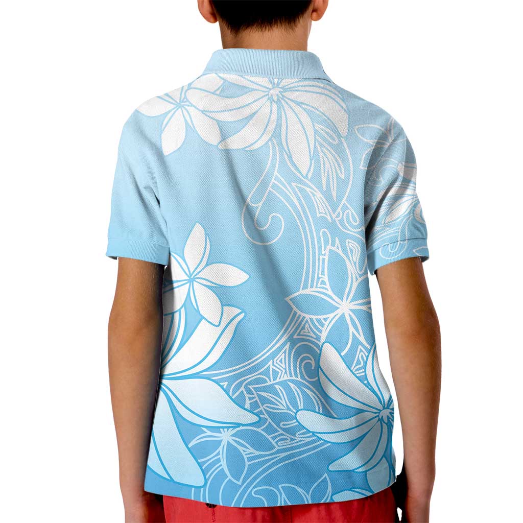 Tiare Tahiti Kid Polo Shirt Blue Polynesia Motifs - Polynesian Pride