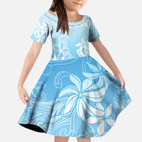 Tiare Tahiti Kid Short Sleeve Dress Blue Polynesia Motifs - Polynesian Pride