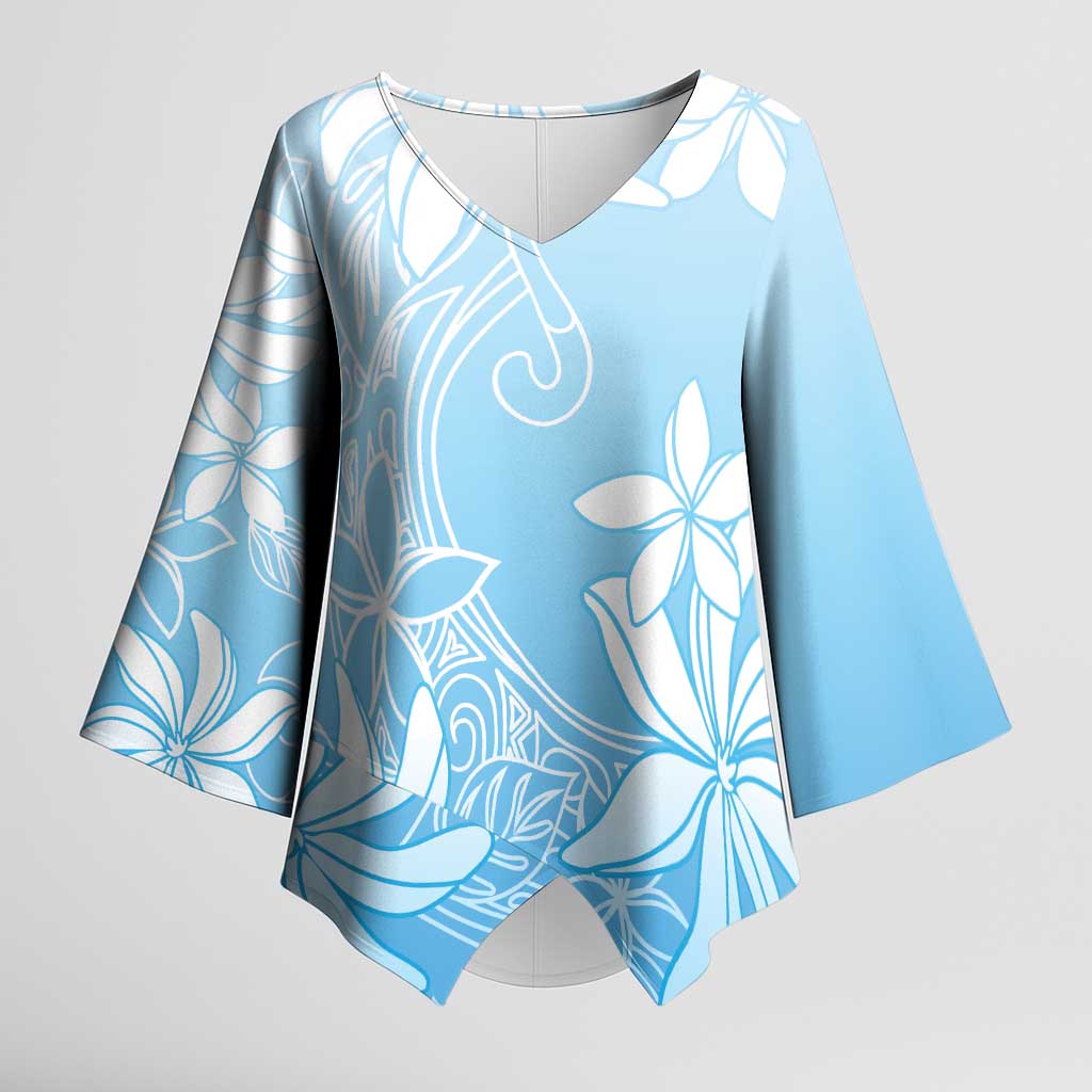 Tiare Tahiti Kimono Sleeve Blouse Blue Polynesia Motifs - Polynesian Pride