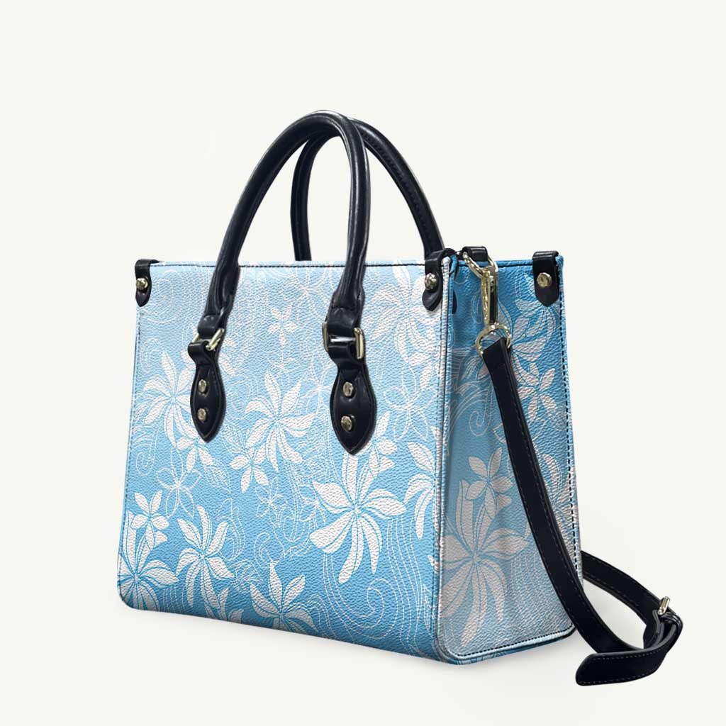 Tiare Tahiti Leather Bag Blue Polynesia Motifs LT05 Blue - Polynesian Pride