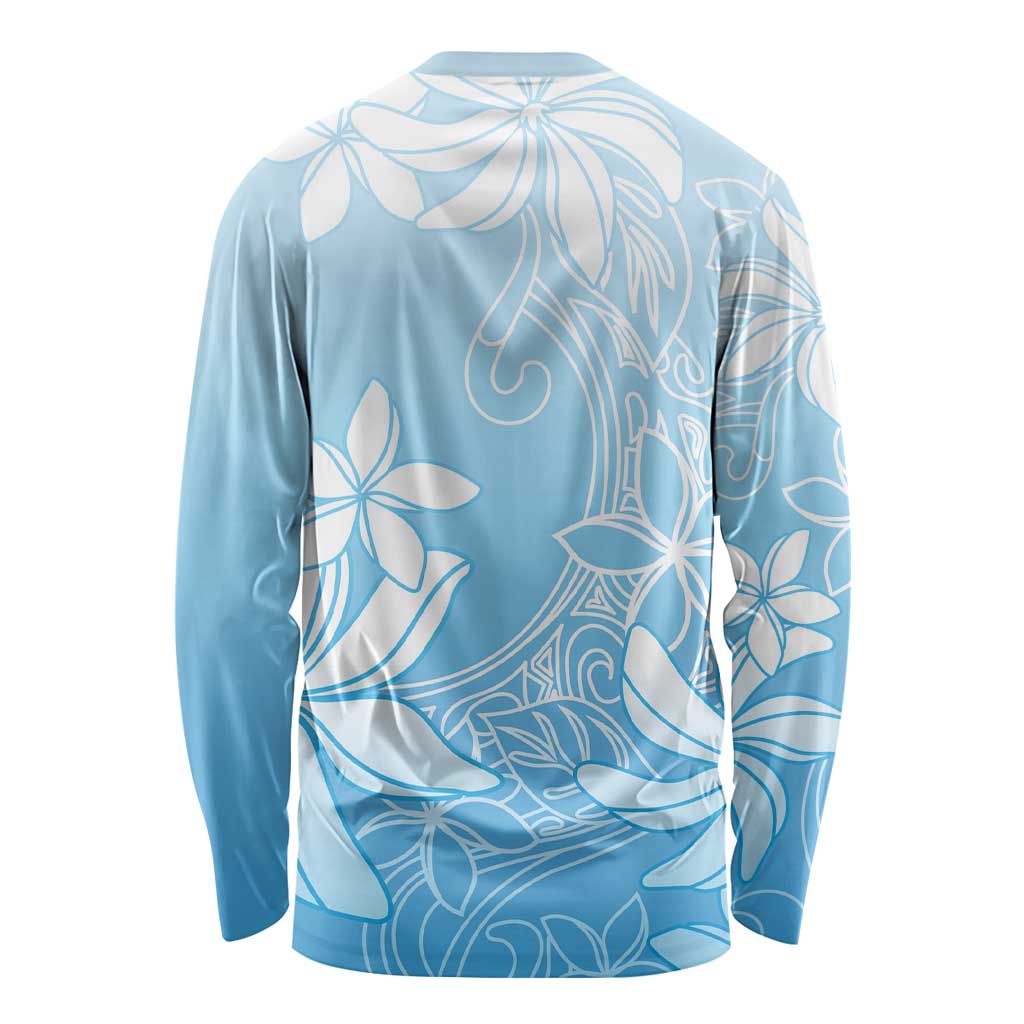 Tiare Tahiti Long Sleeve Shirt Blue Polynesia Motifs - Polynesian Pride