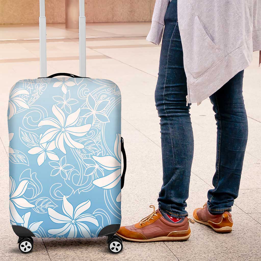 Tiare Tahiti Luggage Cover Blue Polynesia Motifs LT05 Blue - Polynesian Pride