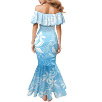 Tiare Tahiti Mermaid Dress Blue Polynesia Motifs - Polynesian Pride