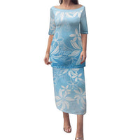 Tiare Tahiti Puletasi Blue Polynesia Motifs LT05 Long Dress Blue - Polynesian Pride