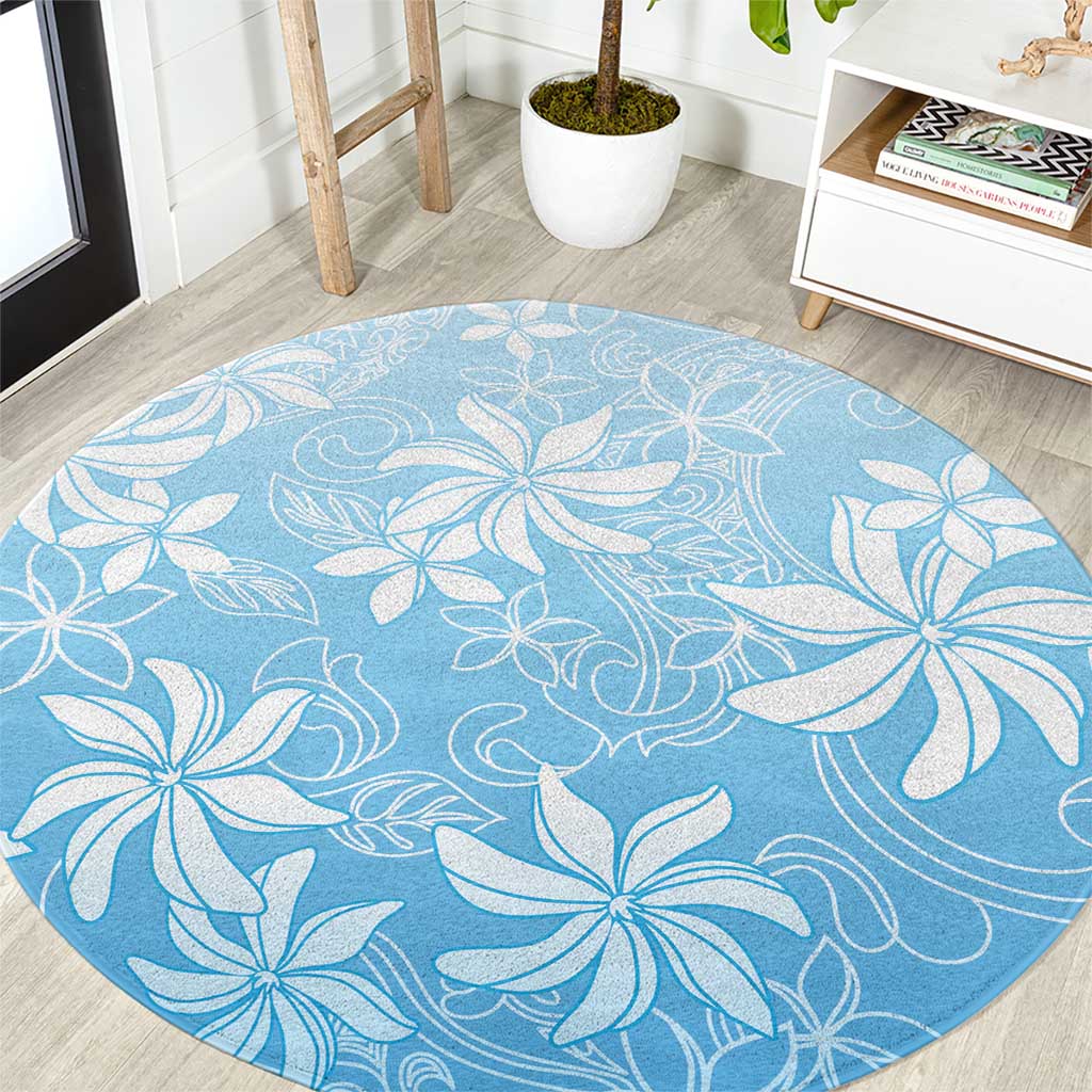 Tiare Tahiti Round Carpet Blue Polynesia Motifs LT05 Blue - Polynesian Pride