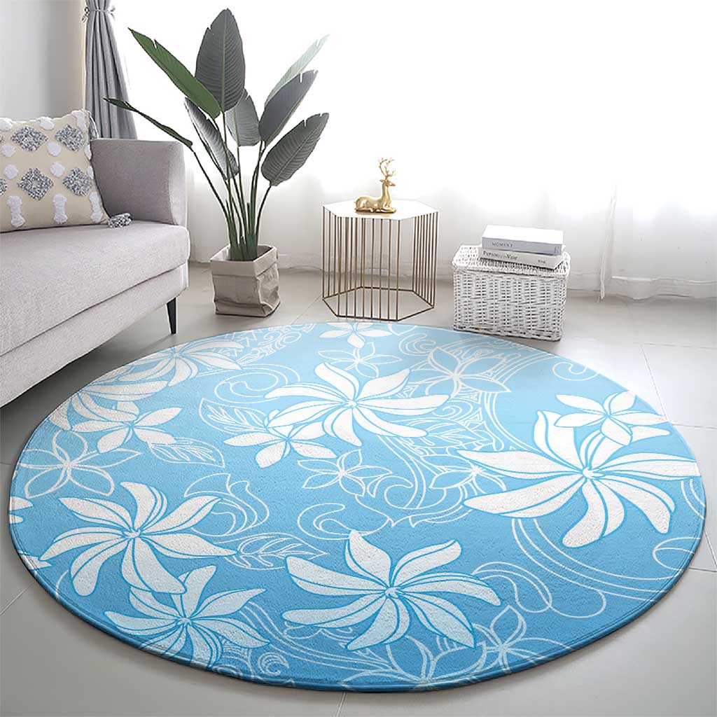 Tiare Tahiti Round Carpet Blue Polynesia Motifs LT05 - Polynesian Pride