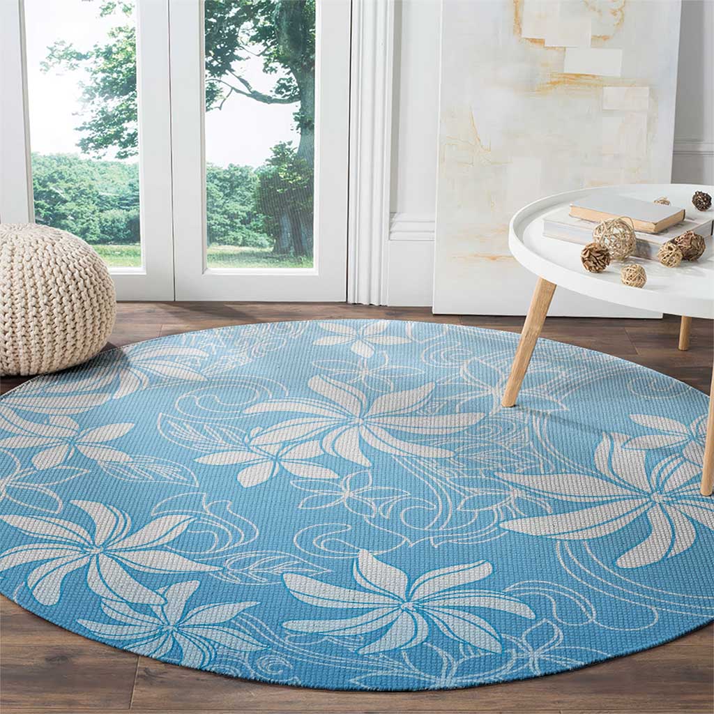 Tiare Tahiti Round Carpet Blue Polynesia Motifs LT05 - Polynesian Pride