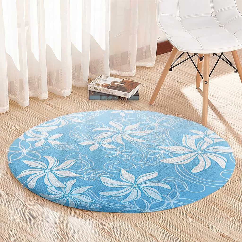 Tiare Tahiti Round Carpet Blue Polynesia Motifs LT05 - Polynesian Pride