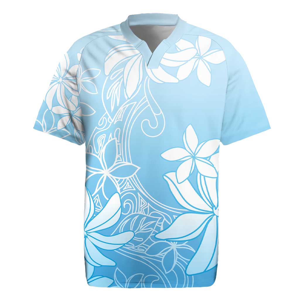 Tiare Tahiti Rugby Jersey Blue Polynesia Motifs - Polynesian Pride