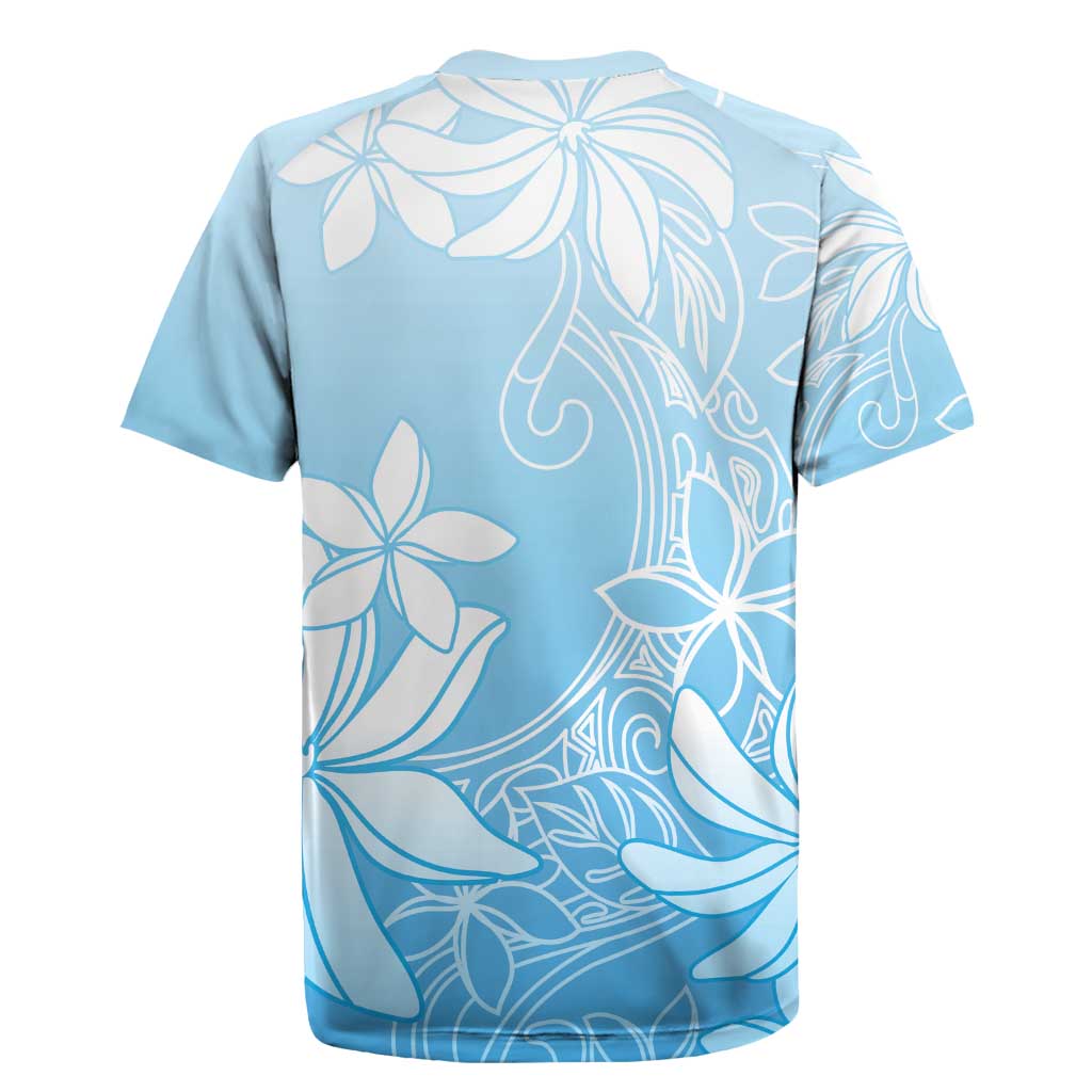Tiare Tahiti Rugby Jersey Blue Polynesia Motifs - Polynesian Pride