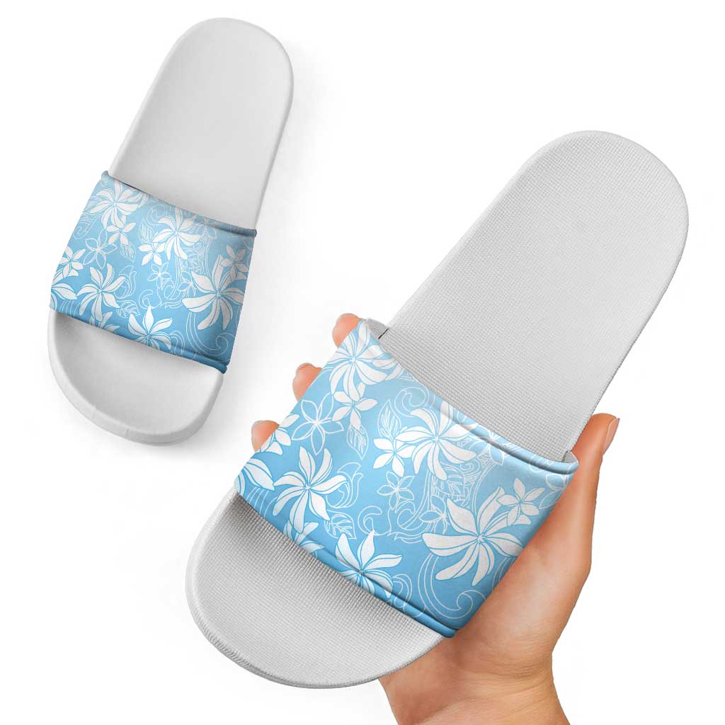 Tiare Tahiti Slide Sandals Blue Polynesia Motifs LT05 - Polynesian Pride