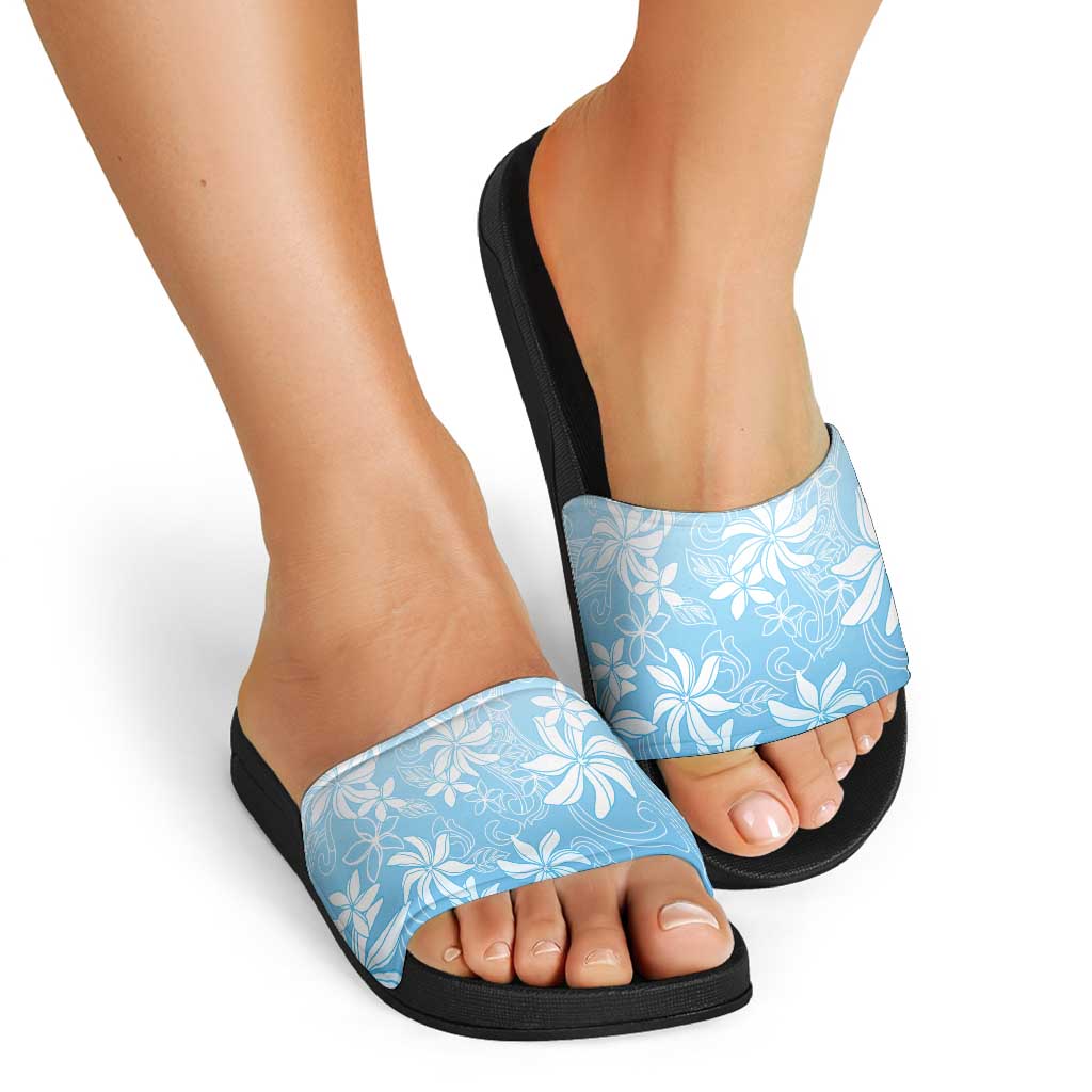 Tiare Tahiti Slide Sandals Blue Polynesia Motifs LT05 - Polynesian Pride