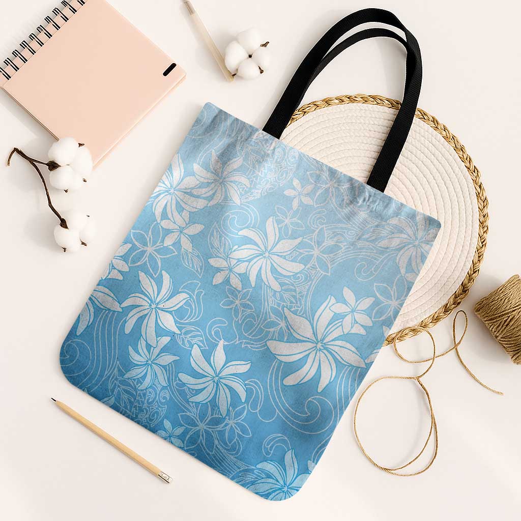 Tiare Tahiti Tote Bag Blue Polynesia Motifs LT05 Black Strap One Size Blue - Polynesian Pride