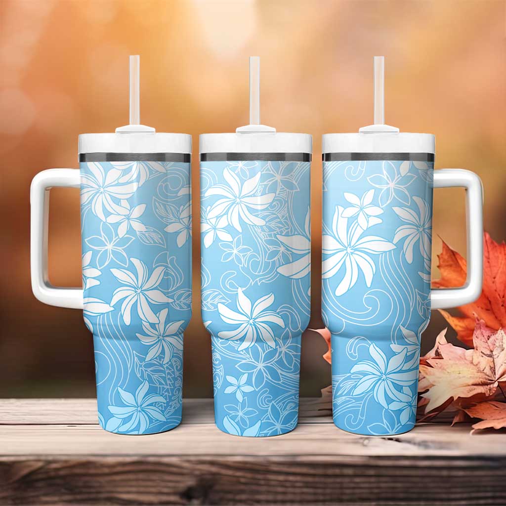 Tiare Tahiti Tumbler With Handle Blue Polynesia Motifs - Polynesian Pride
