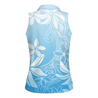 Tiare Tahiti Women Sleeveless Polo Shirt Blue Polynesia Motifs - Polynesian Pride