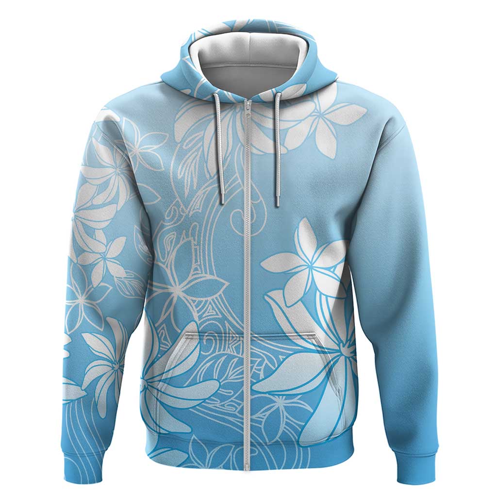 Tiare Tahiti Zip Hoodie Blue Polynesia Motifs LT05 Zip Hoodie Blue - Polynesian Pride