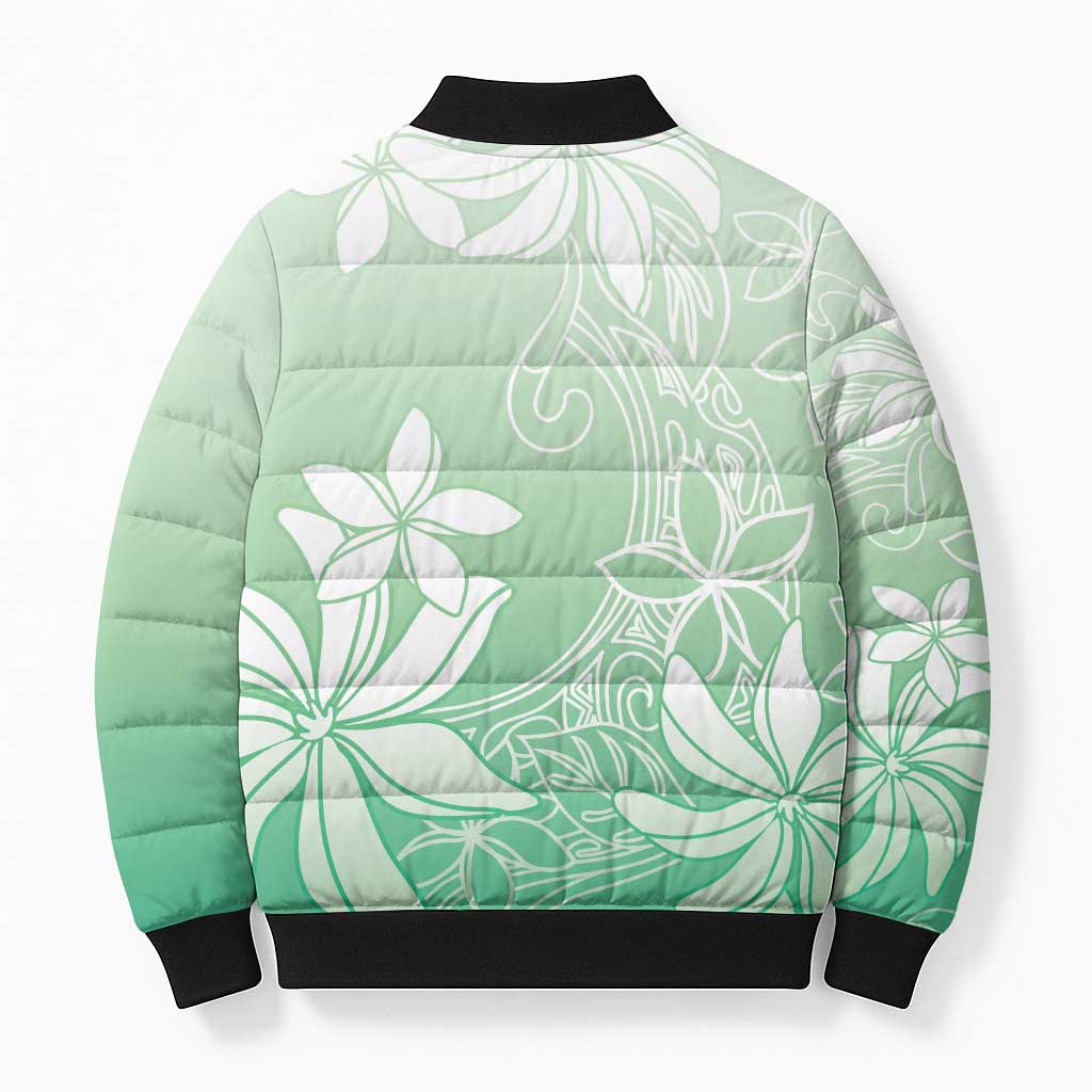 Tiare Tahiti Bomber Puffer Jacket Matcha Polynesia Motifs - Polynesian Pride