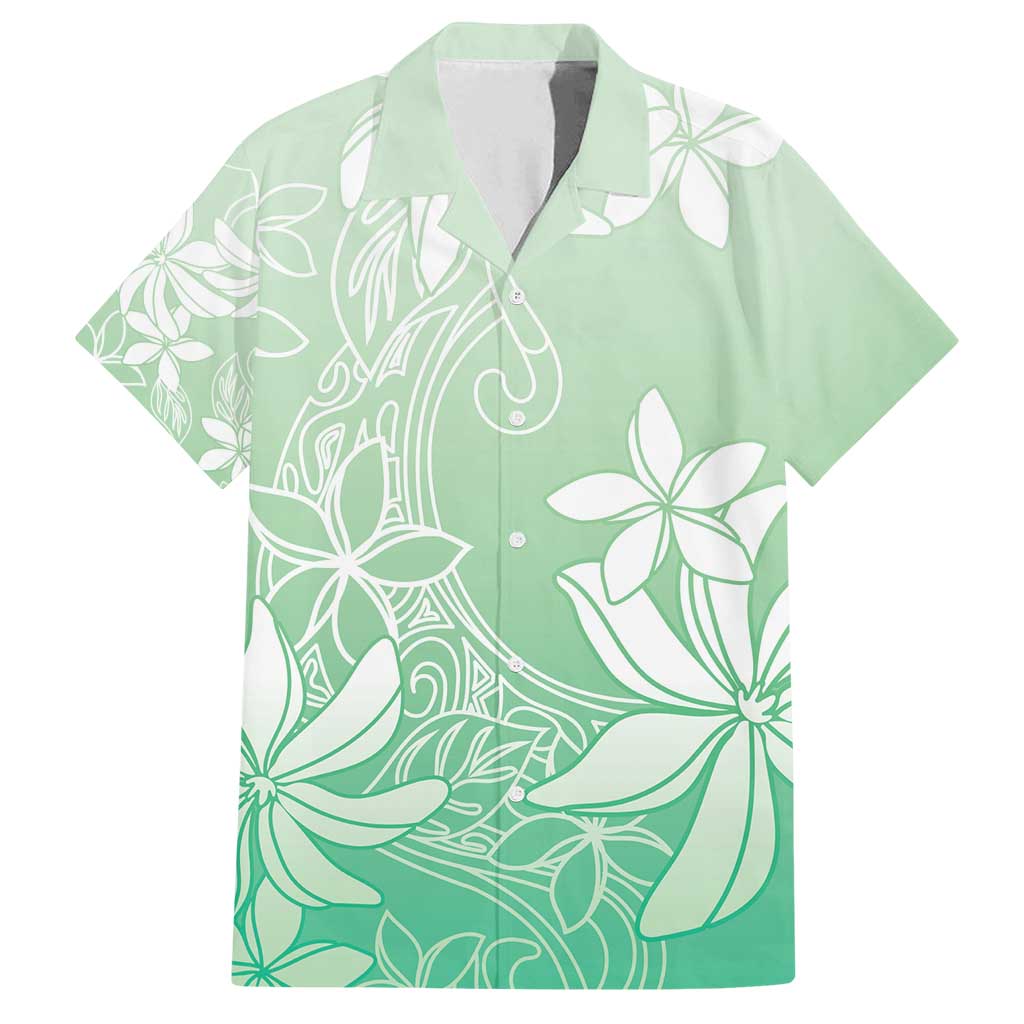 Tiare Tahiti Family Matching Off Shoulder Short Dress and Hawaiian Shirt Matcha Polynesia Motifs - Polynesian Pride