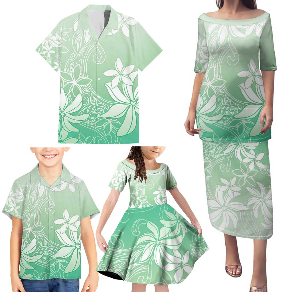 Tiare Tahiti Family Matching Puletasi and Hawaiian Shirt Matcha Polynesia Motifs - Polynesian Pride