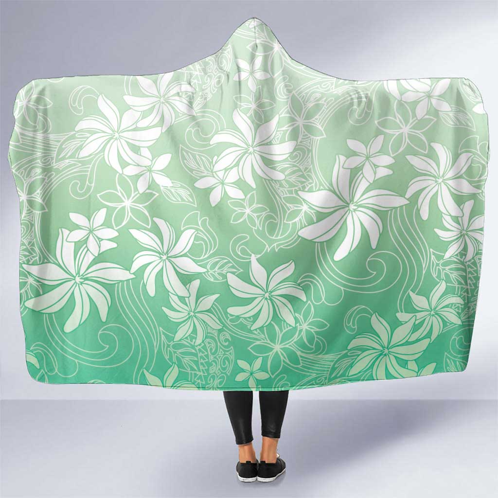 Tiare Tahiti Hooded Blanket Matcha Polynesia Motifs LT05 One Size Green - Polynesian Pride