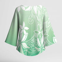 Tiare Tahiti Kimono Sleeve Blouse Matcha Polynesia Motifs - Polynesian Pride