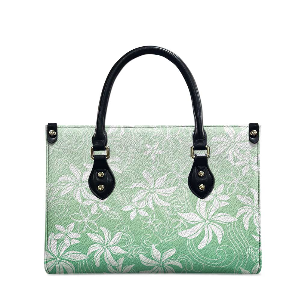 Tiare Tahiti Leather Bag Matcha Polynesia Motifs - Polynesian Pride