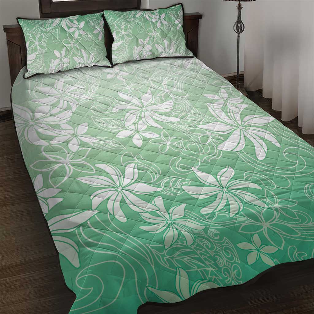 Tiare Tahiti Quilt Bed Set Matcha Polynesia Motifs LT05 Green - Polynesian Pride