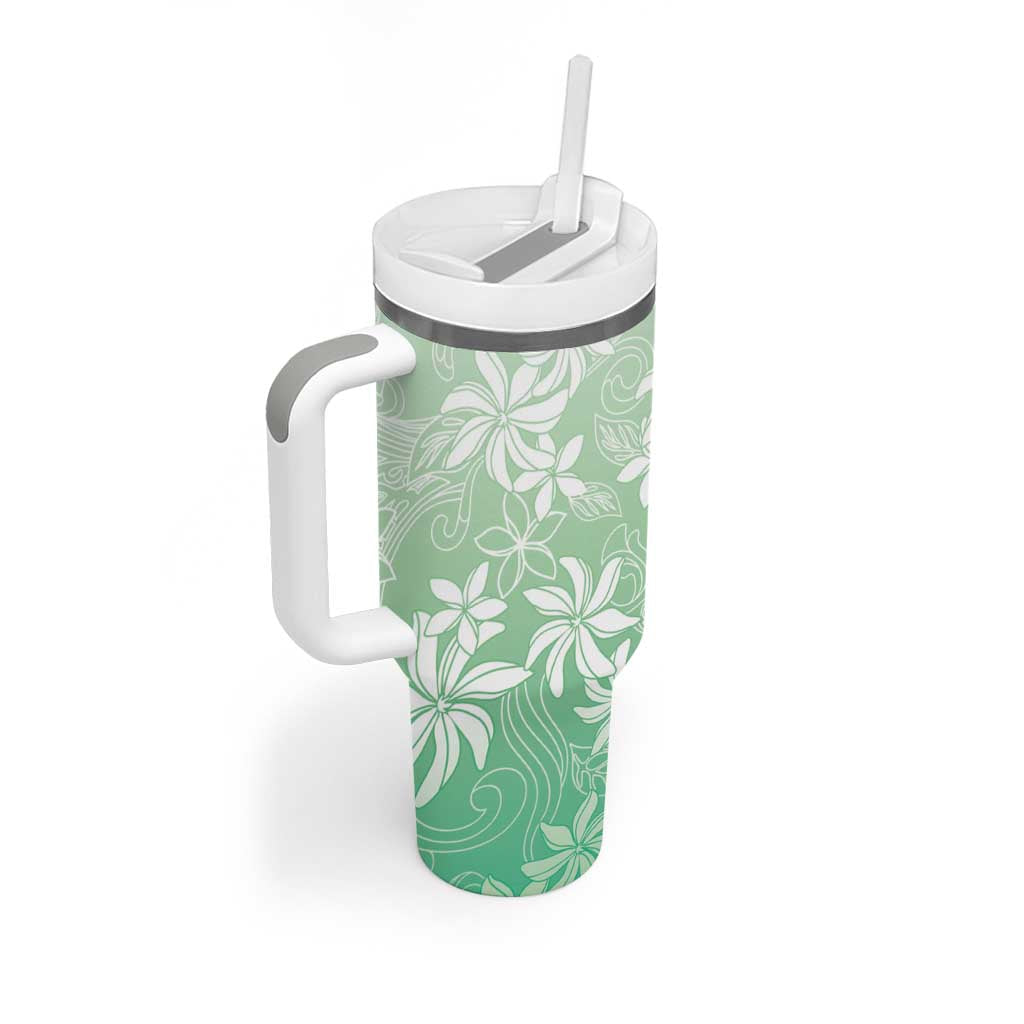 Tiare Tahiti Tumbler With Handle Matcha Polynesia Motifs - Polynesian Pride