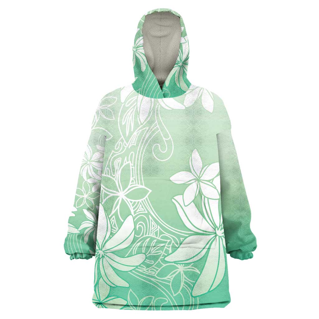 Tiare Tahiti Wearable Blanket Hoodie Matcha Polynesia Motifs LT05 One Size Green - Polynesian Pride