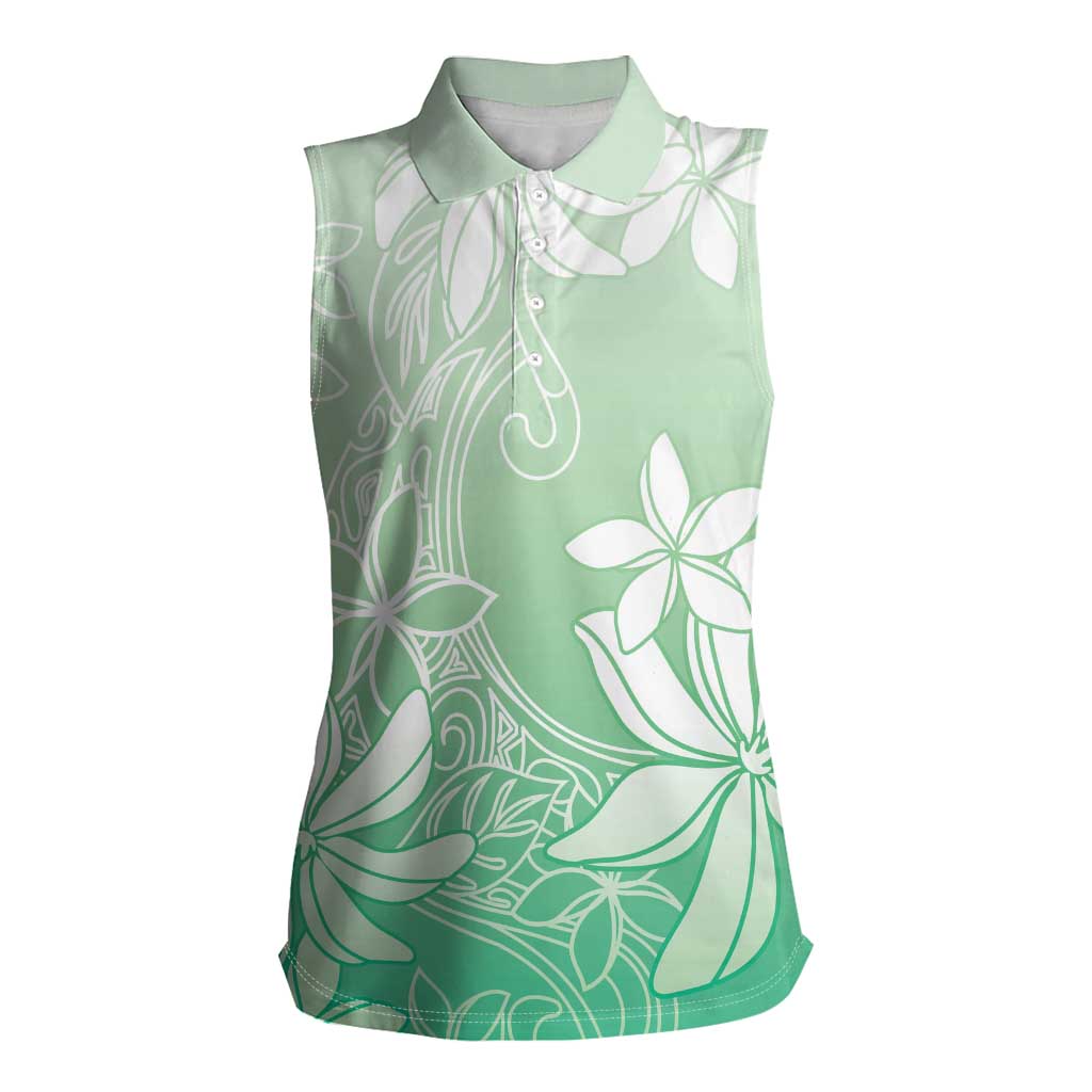 Tiare Tahiti Women Sleeveless Polo Shirt Matcha Polynesia Motifs - Polynesian Pride